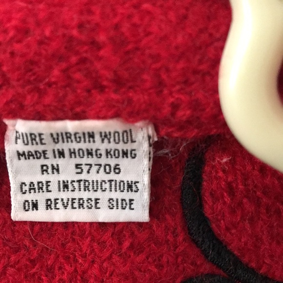 Red Black Floral Pure Vegan Wool Cardigan Size 8 - Picture 11 of 11